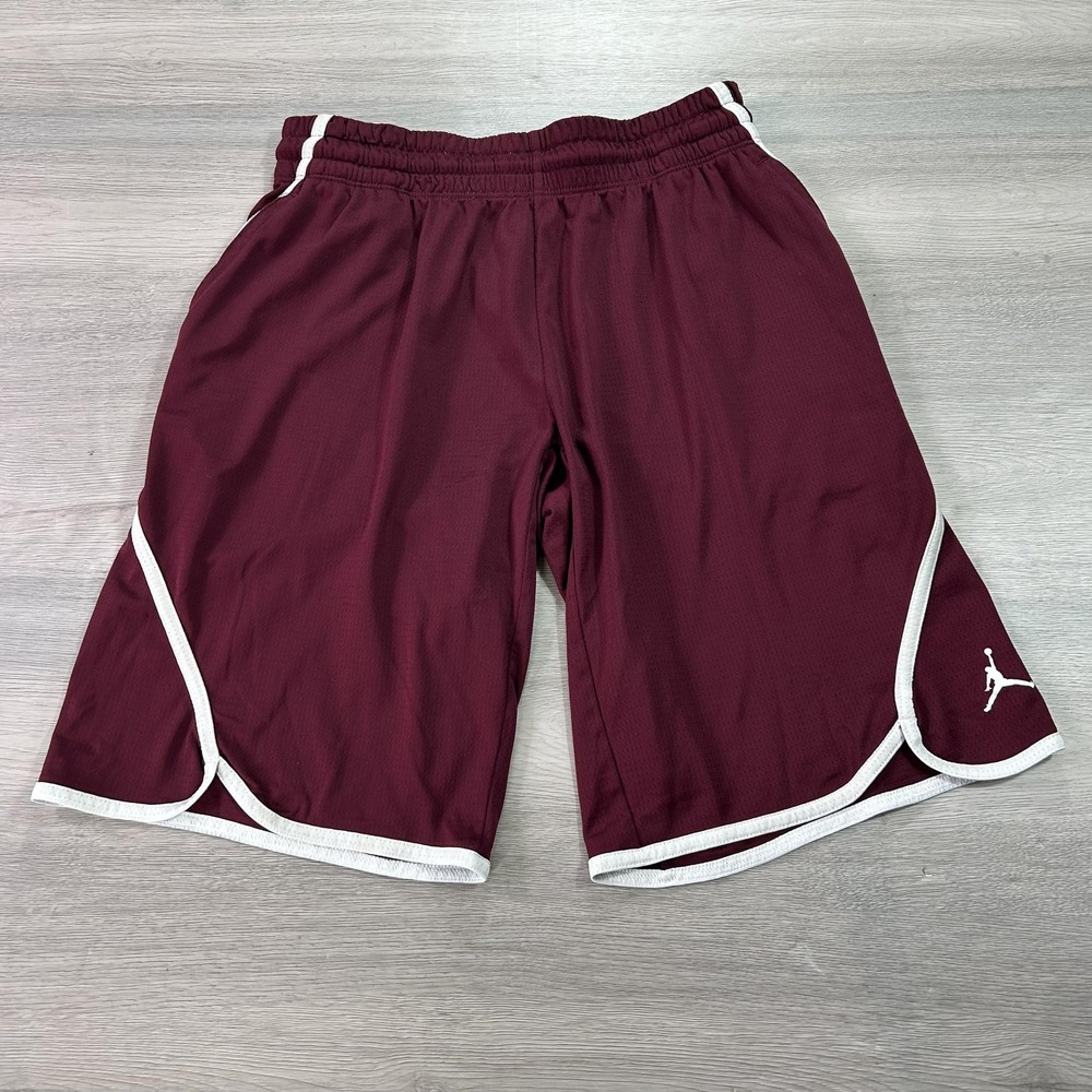 Jordan Shorts Mens Small Burgundy White Basketball Jumpman Mesh Drawstring